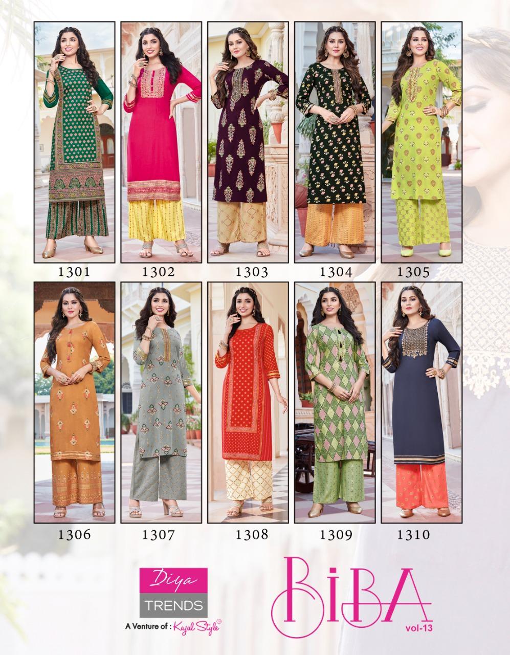 Bibas 13 Gold Printed Fancy Rayon Ethnic Wear Kurtis With Palazzo Collection